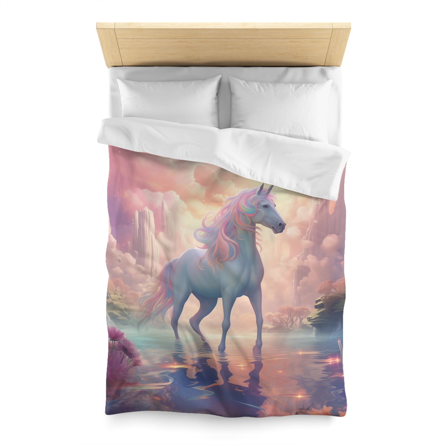 Girls Unicorn Enchanted Rainbow Cotton Duvet Cover