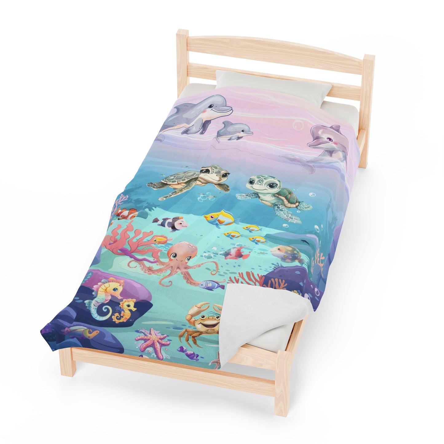 Girls Underwater Ocean Velveteen Plush Blanket