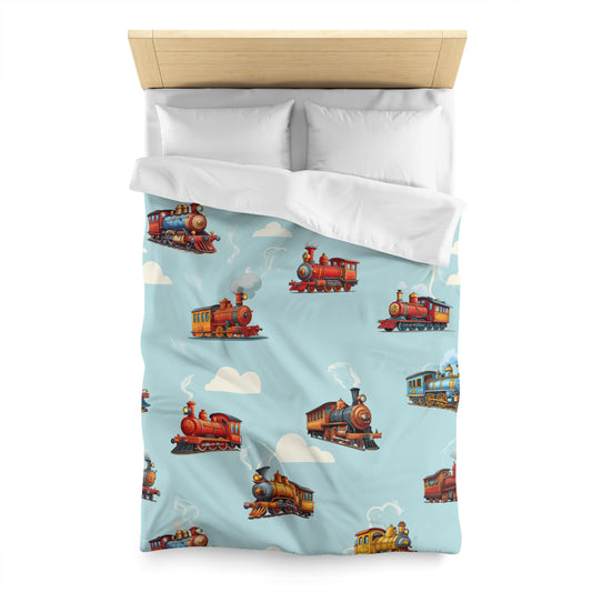 Boys Trains Pattern Microfiber Duvet Cover Light Blue ***