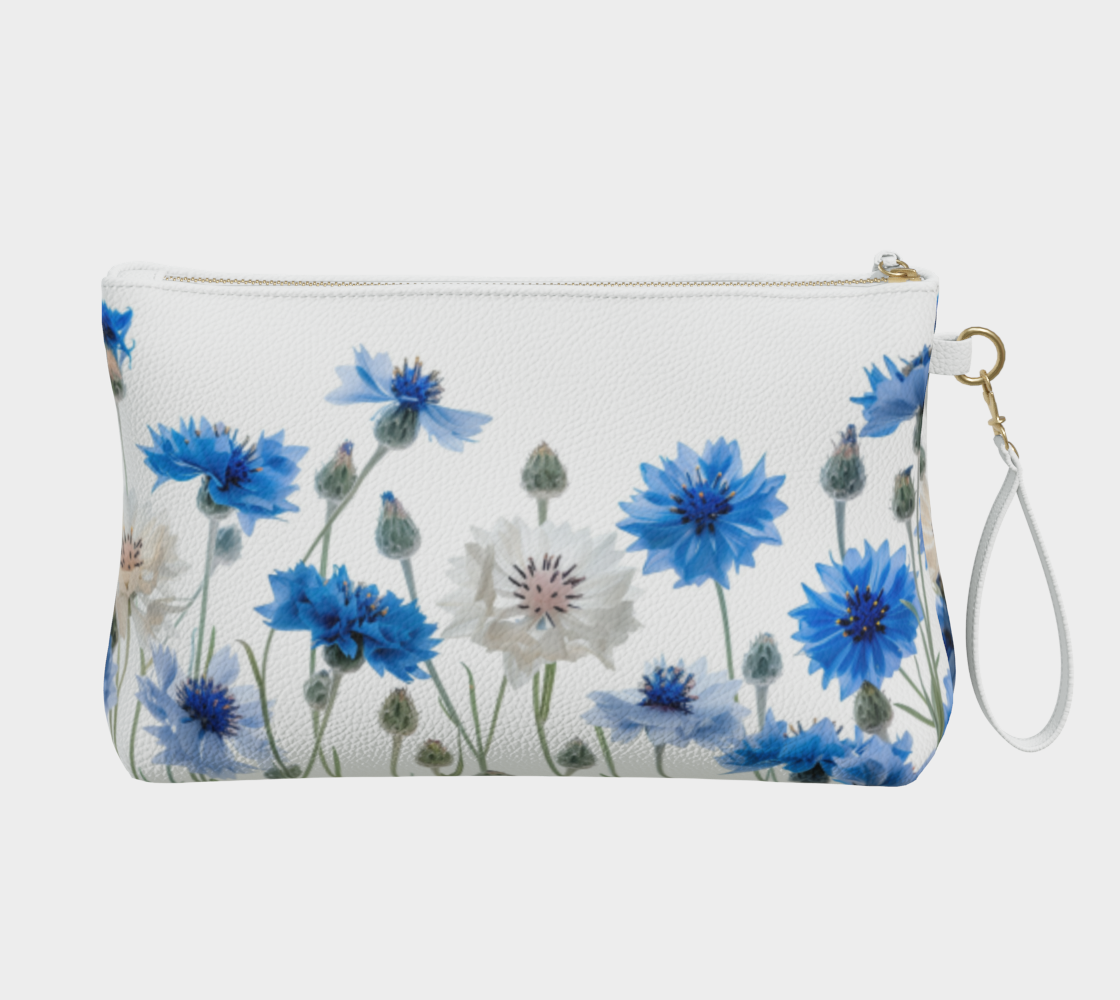 Vegan Leather Makup Bag CornfLowers FL043