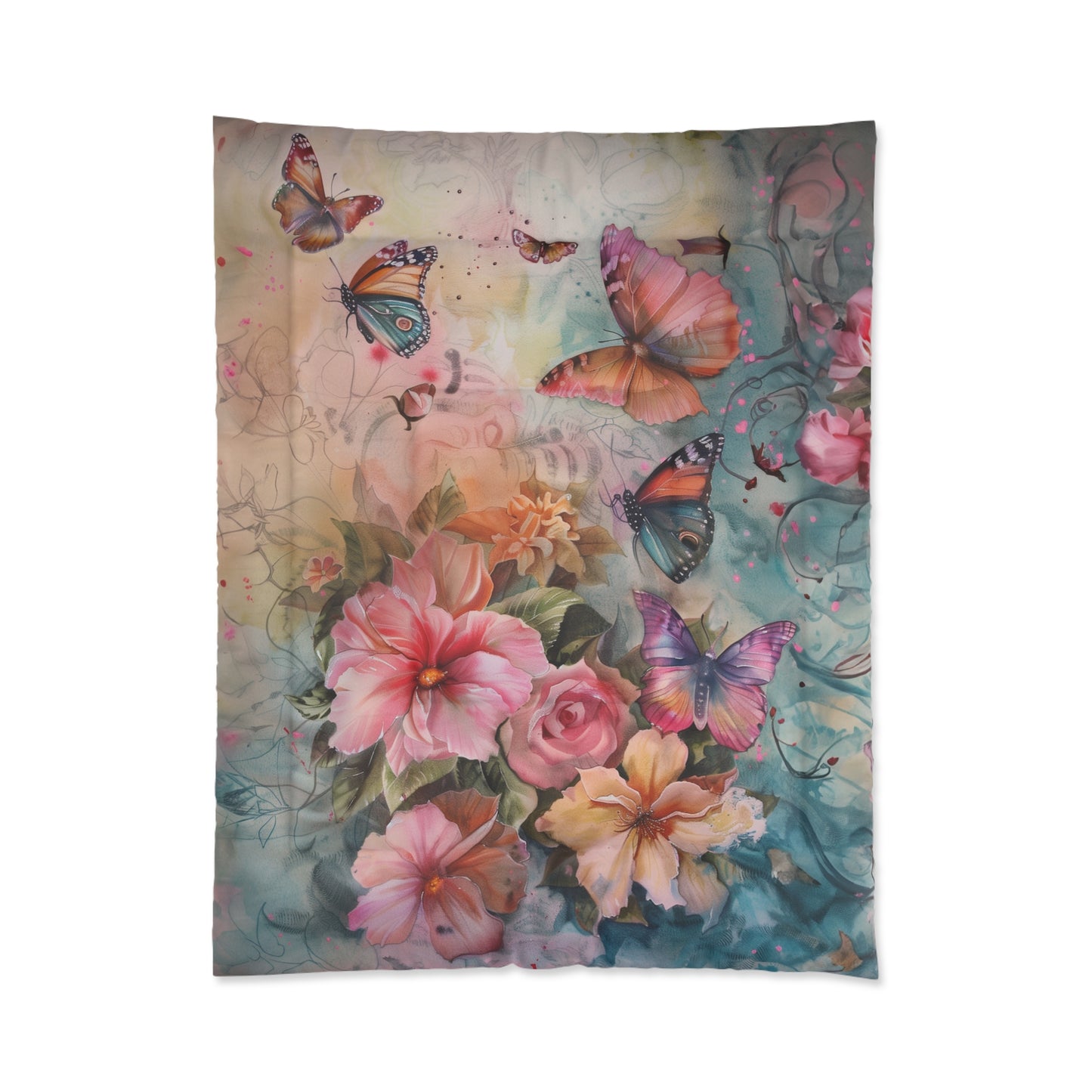 Girls Flowers and Butterflies Comforter