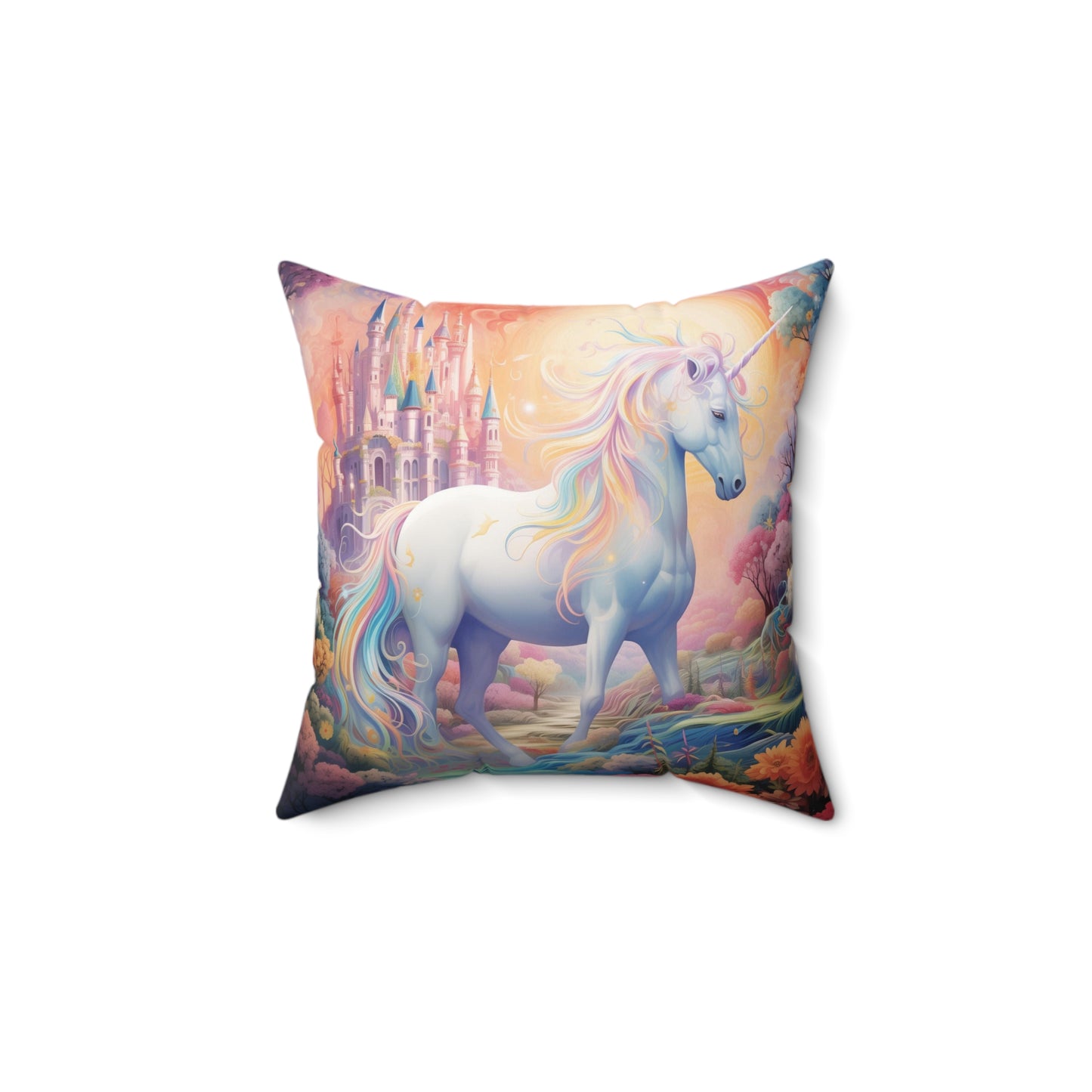 Girls Unicorn Enchanted Land Square Pillow ***