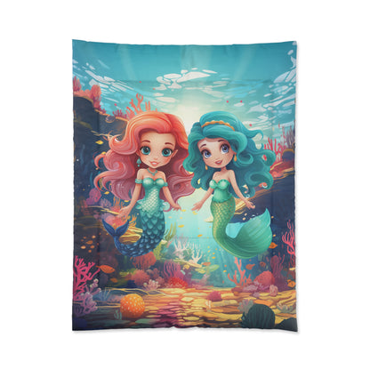 Girls Mermaid Comforter Red/Blue