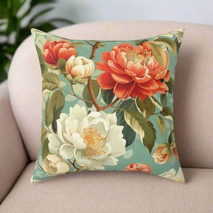 Girls Flowers Print Spun Polyester Square Pillow