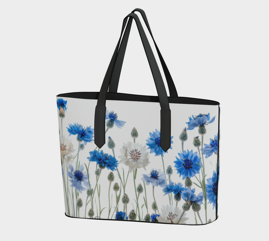 Vegan Leather Tote Bag Cornflowers FL043