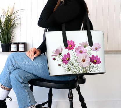 Vegan Leather Tote Bag FLowers FL045