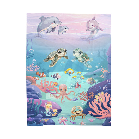 Girls Underwater Ocean Velveteen Plush Blanket