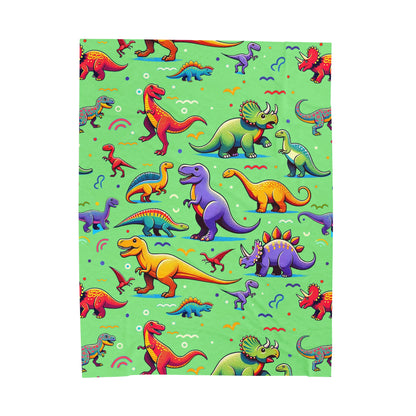 Boys Dinosaur Velveteen Plush Blanket, Green ***