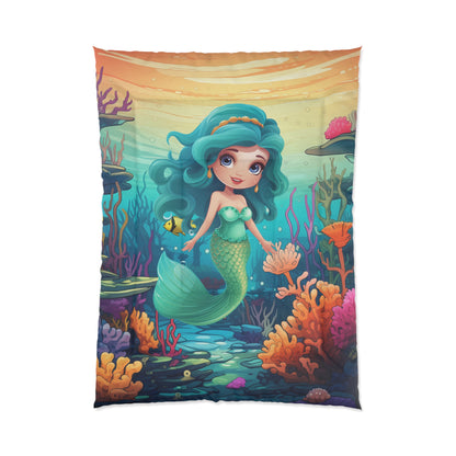 Girls Mermaid Comforter Blue