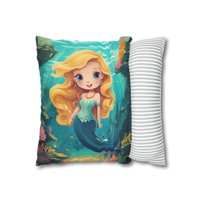 Girls Mermaid Pillowcase Red/Blue