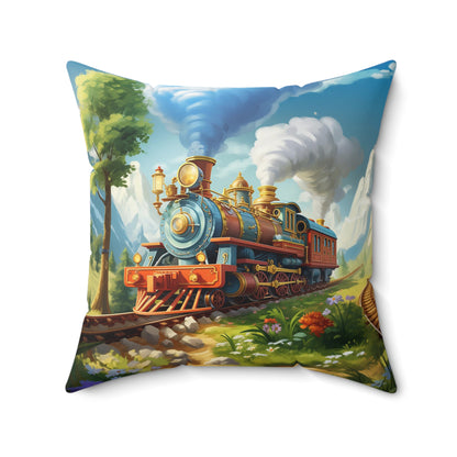 Boys Steam Engine Trains Square Pillow ***