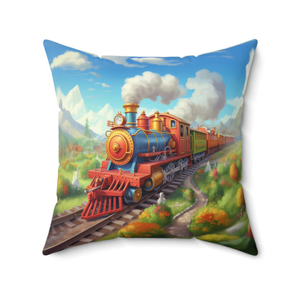 Boys Steam Engine Trains Square Pillow ***