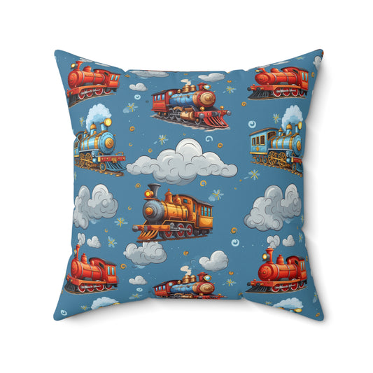 Boys Trains Square Pillow Blue ***