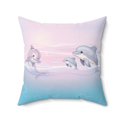 Girls Underwater Ocean Spun Polyester Square Pillow