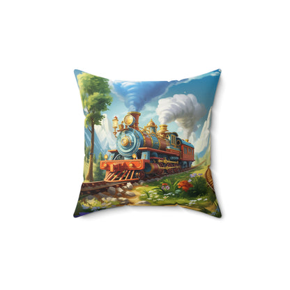 Boys Steam Engine Trains Square Pillow ***