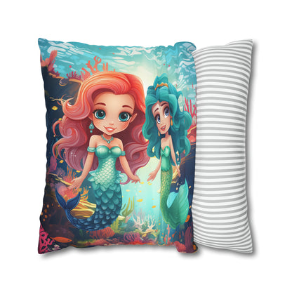 Girls Mermaid Pillowcase Red/Blue