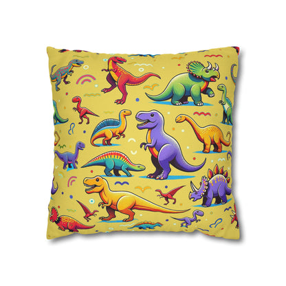 Boys Dinosaur Square Pillowcase Yellow ***