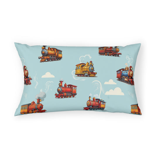 Boys Trains Pattern Microfiber Pillow Sham Light Blue ***