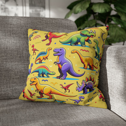 Boys Dinosaur Square Pillowcase Yellow ***