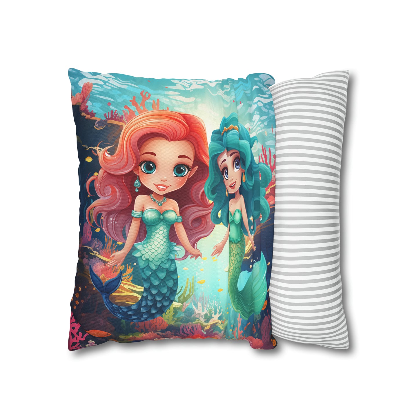 Girls Mermaid Pillowcase Red/Blue