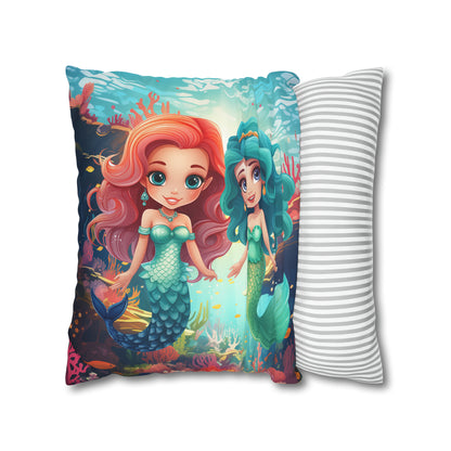 Girls Mermaid Pillowcase Red/Blue