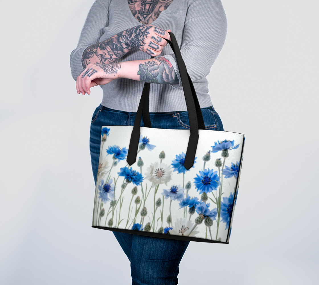 Vegan Leather Tote Bag Cornflowers FL043