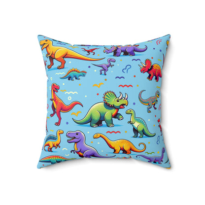 Boys Dinosaur Square Pillow Light Blue