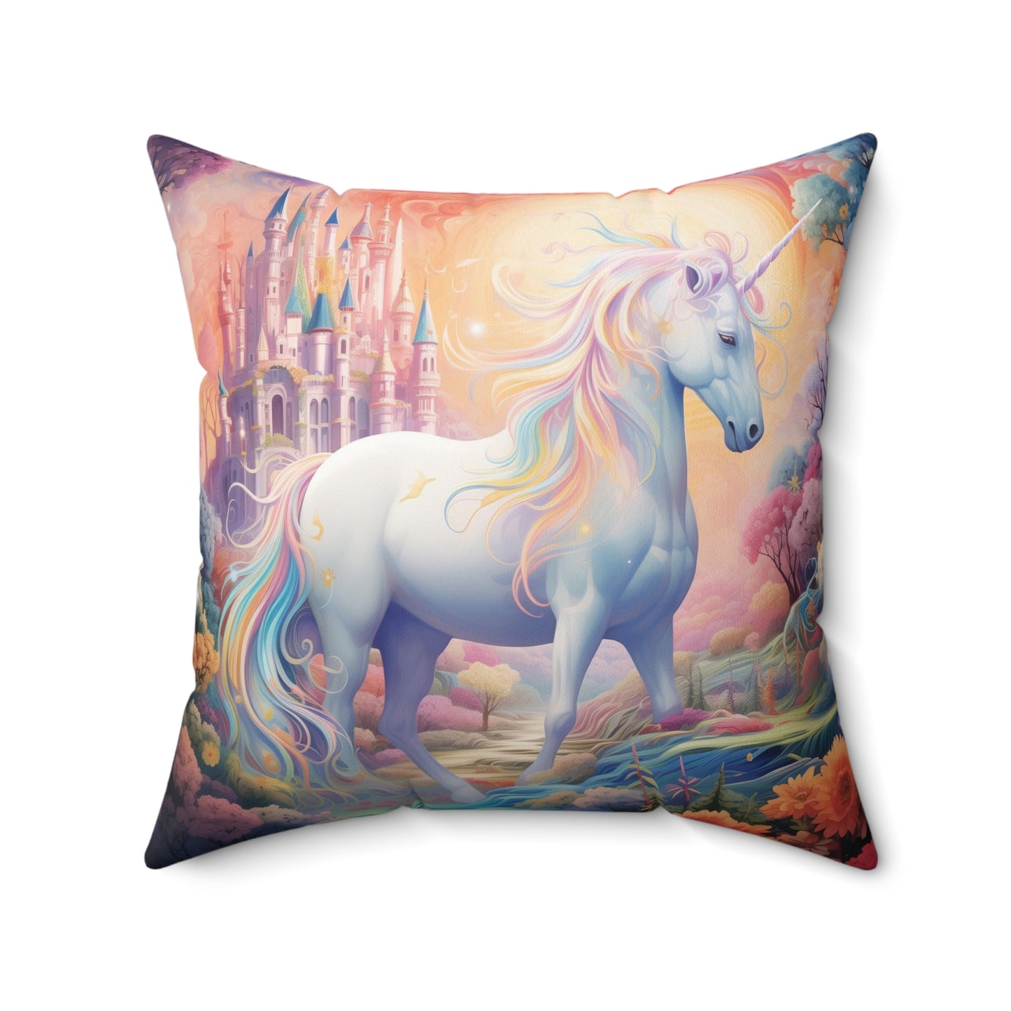 Girls Unicorn Enchanted Land Square Pillow ***