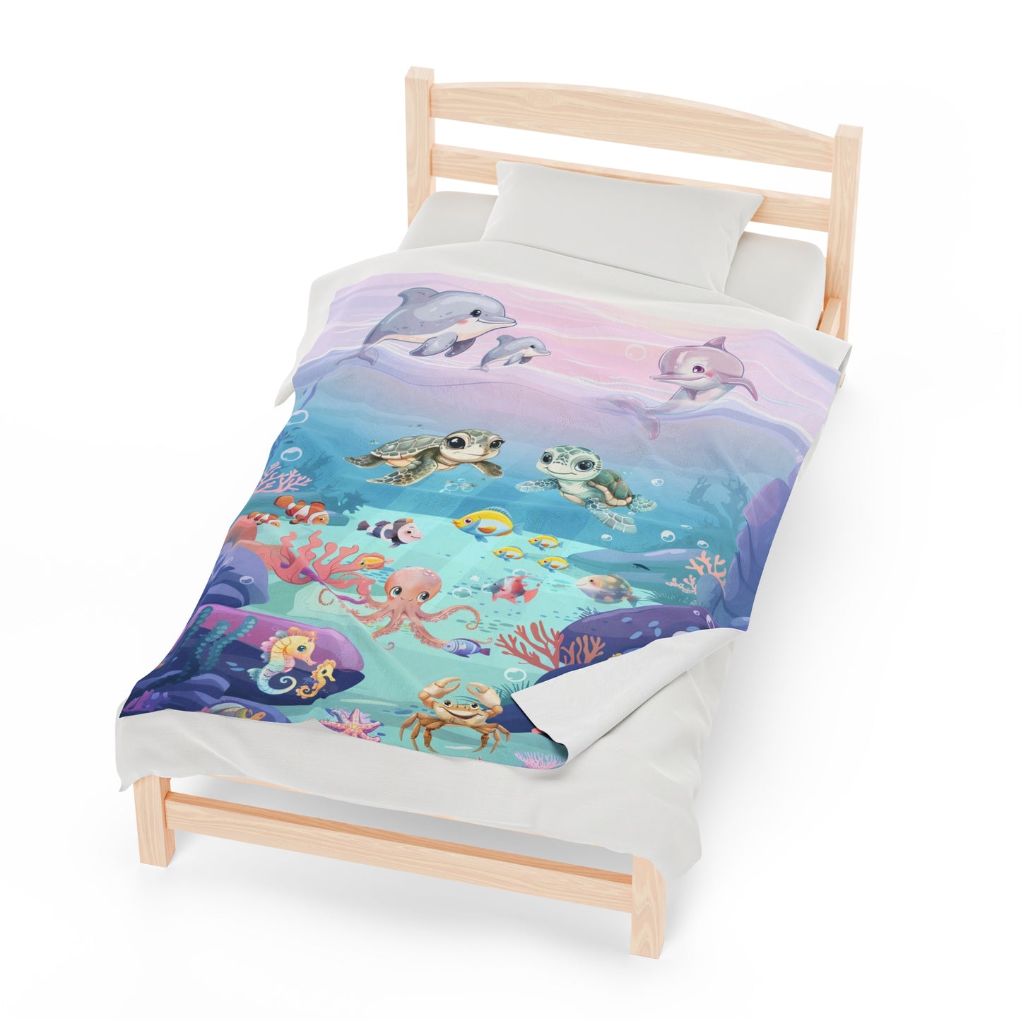 Girls Underwater Ocean Velveteen Plush Blanket