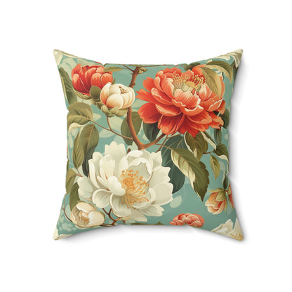 Girls Flowers Print Spun Polyester Square Pillow