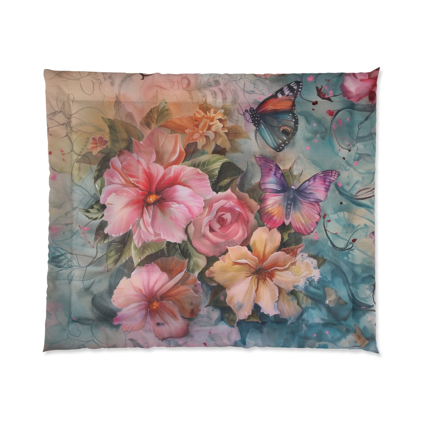 Girls Flowers and Butterflies Comforter