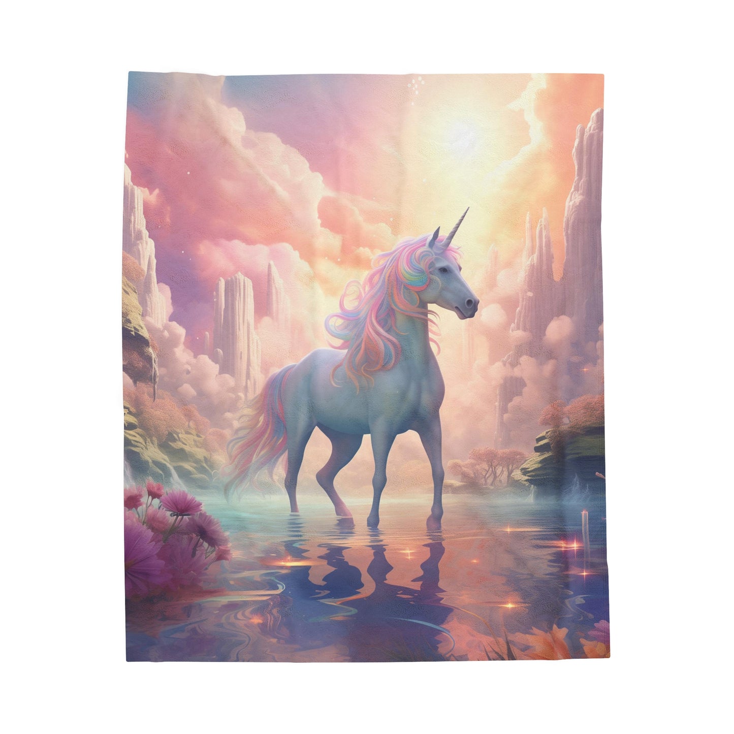 Girls Unicorn Enchanted Rainbow Velveteen Plush Blanket