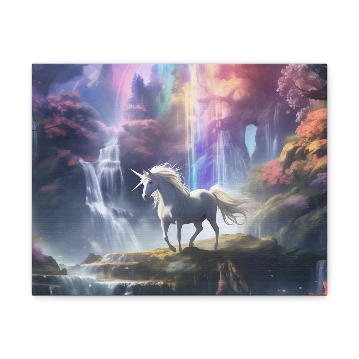 Girls Unicorn Enchanted Waterfall Canvas