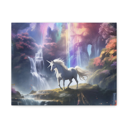 Girls Unicorn Enchanted Waterfall Canvas