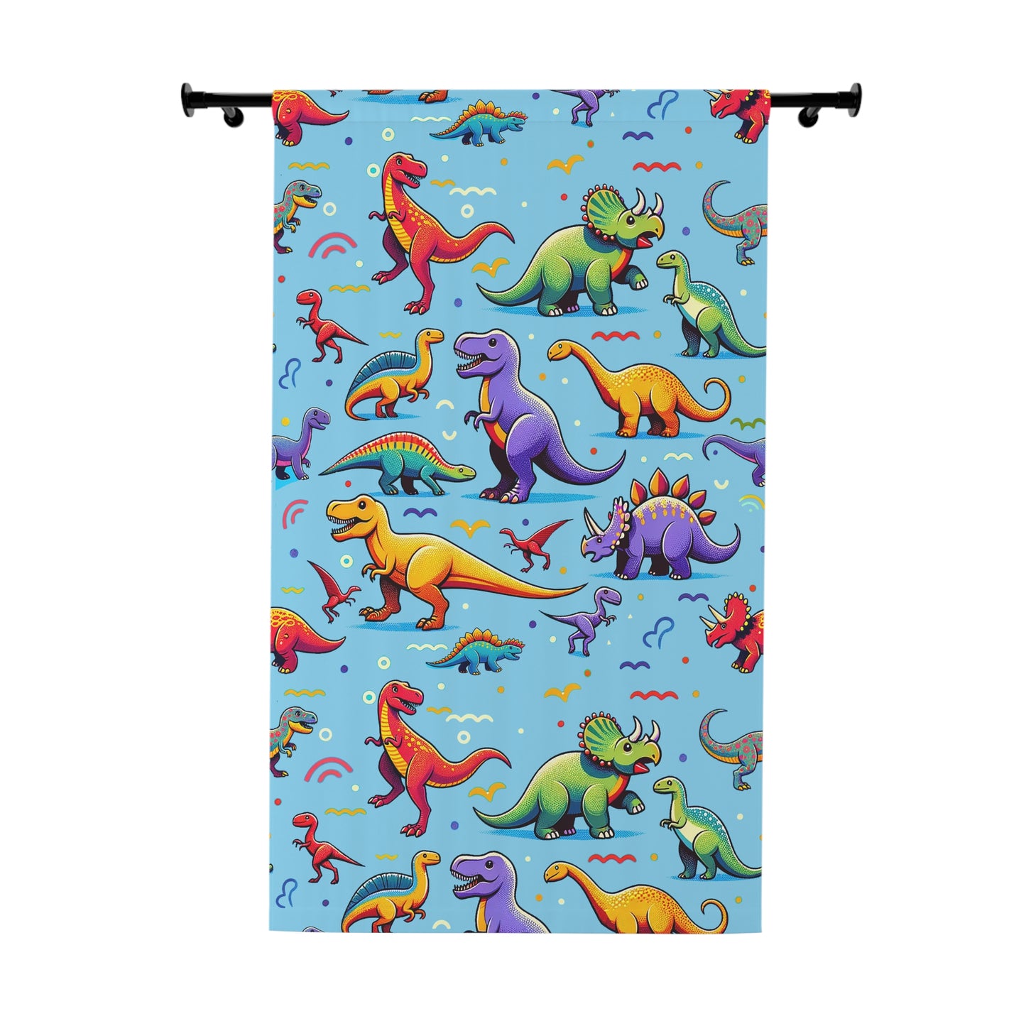 Boys Dinosaur Window Curtain, Light Blue (1 Piece)