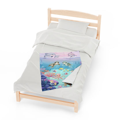 Girls Underwater Ocean Velveteen Plush Blanket