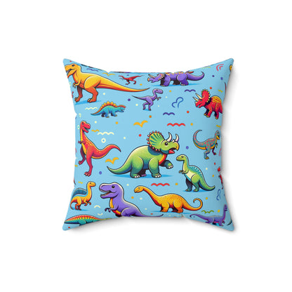 Boys Dinosaur Square Pillow Light Blue