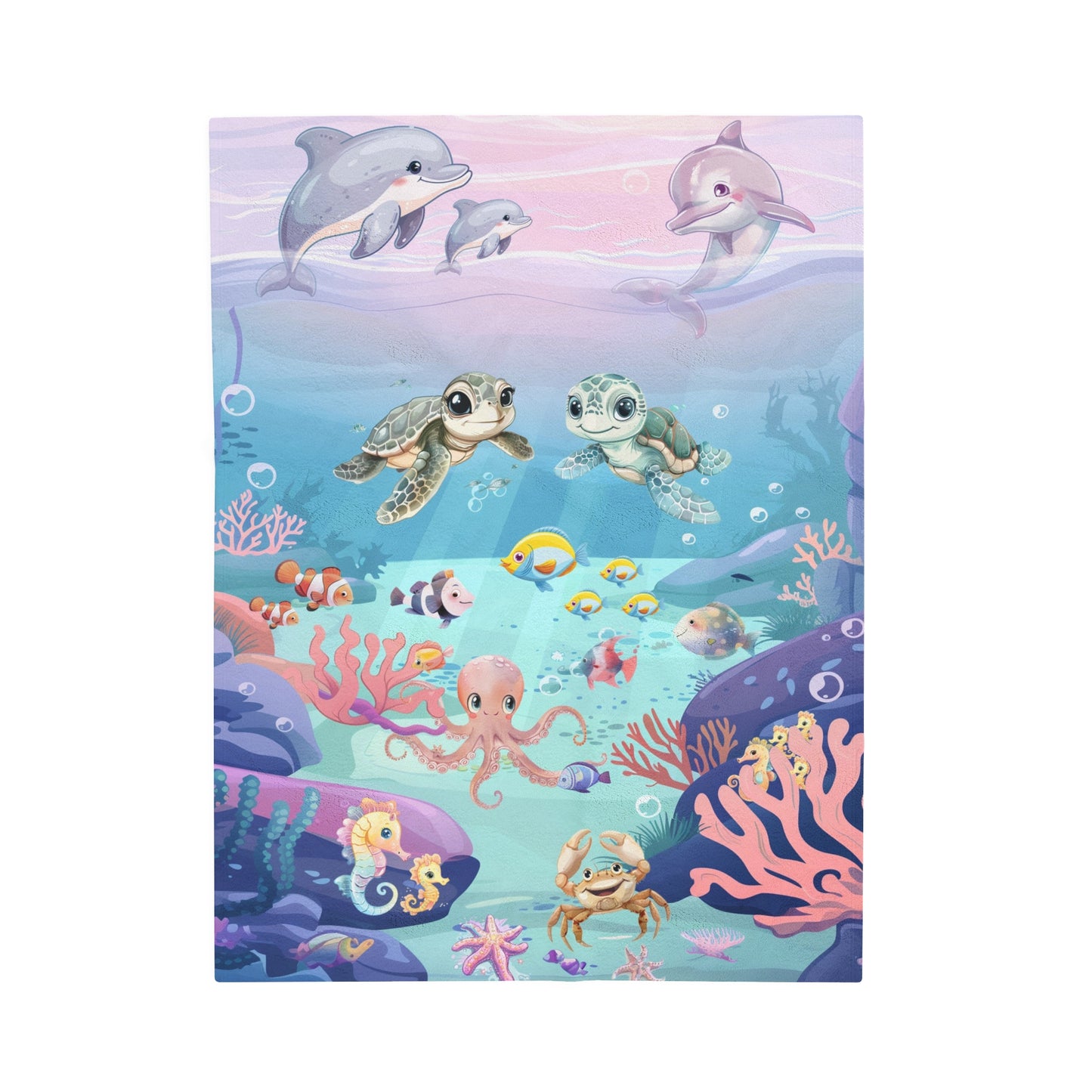 Girls Underwater Ocean Velveteen Plush Blanket