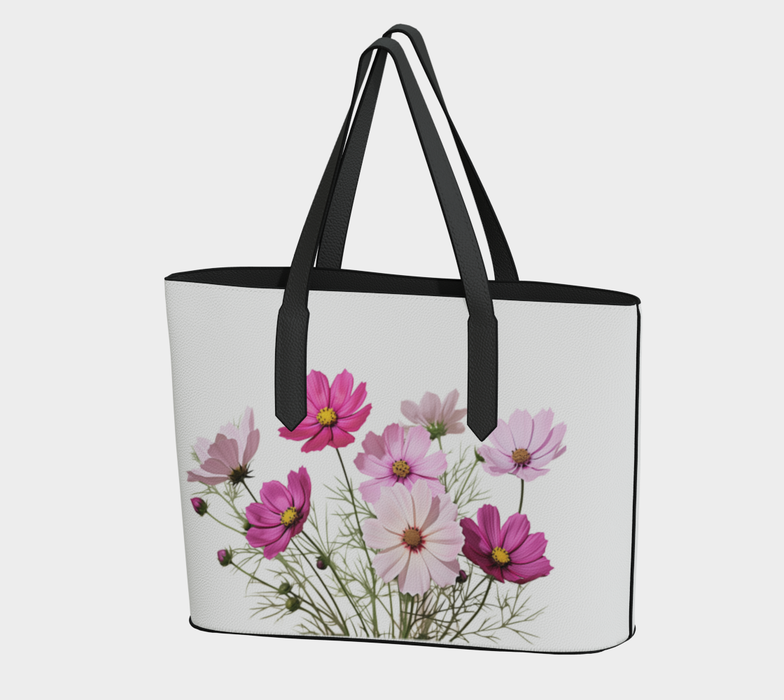 Vegan Leather Tote Bag FLowers FL045