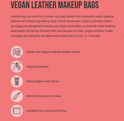 Vegan Leather Makup Bag FLowers FL045