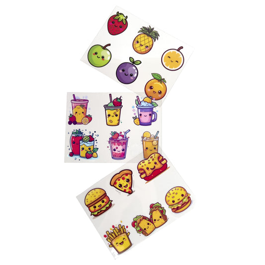 Permanent Stickers -UV DTF wraps -  Kawaii Style Smiley Face - Set 2