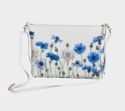 Vegan Leather Crossbody Purse Cornflowers FL043