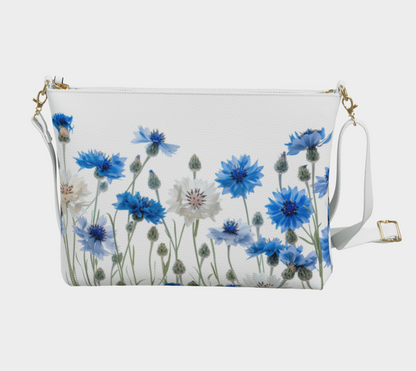 Vegan Leather Crossbody Purse Cornflowers FL043