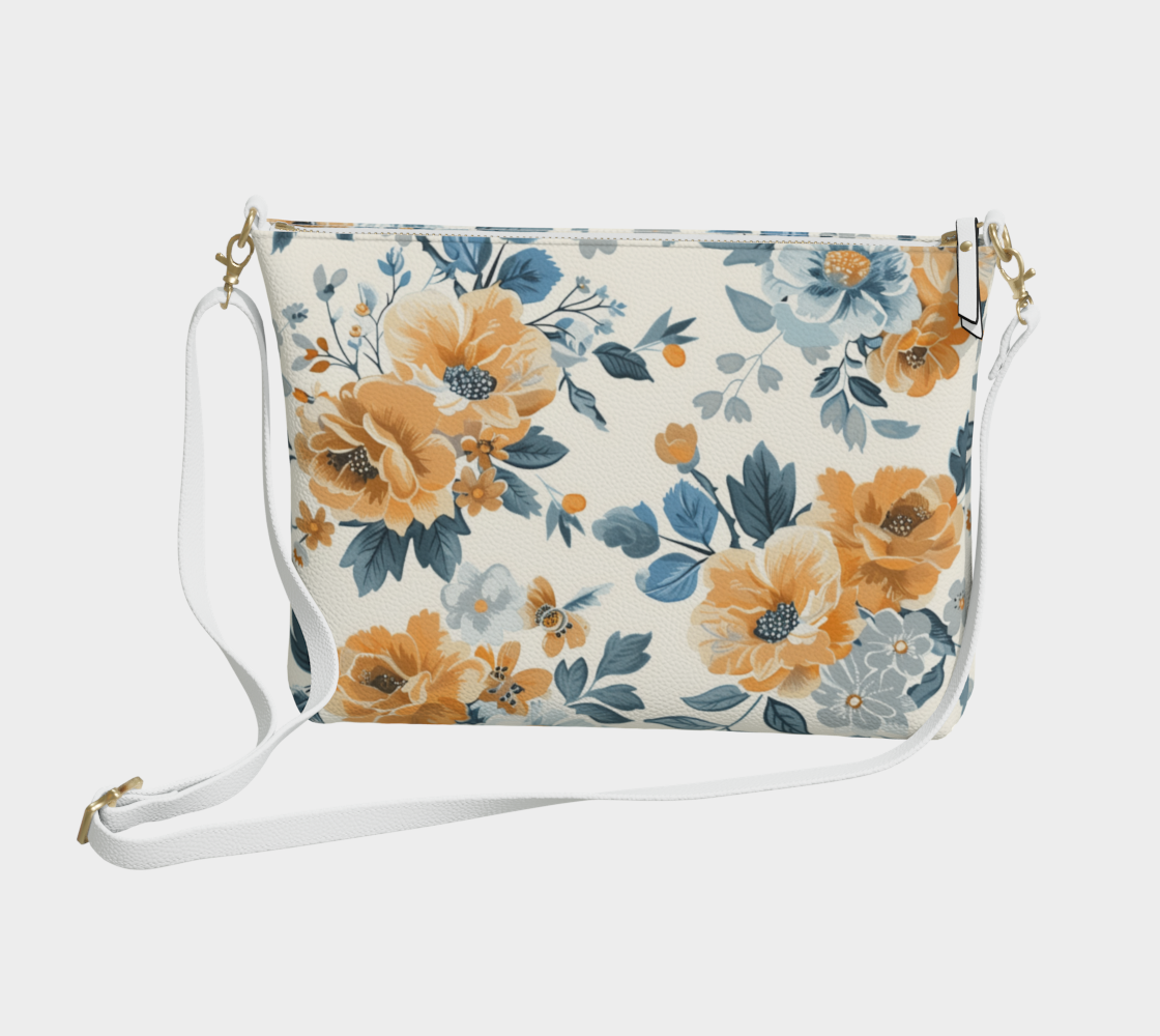 Vegan Leather Crossbody Purse Flowers FL038