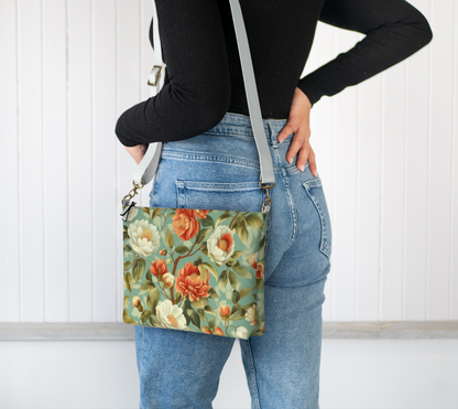 Vegan Leather Crossbody Purse Flowers FL001