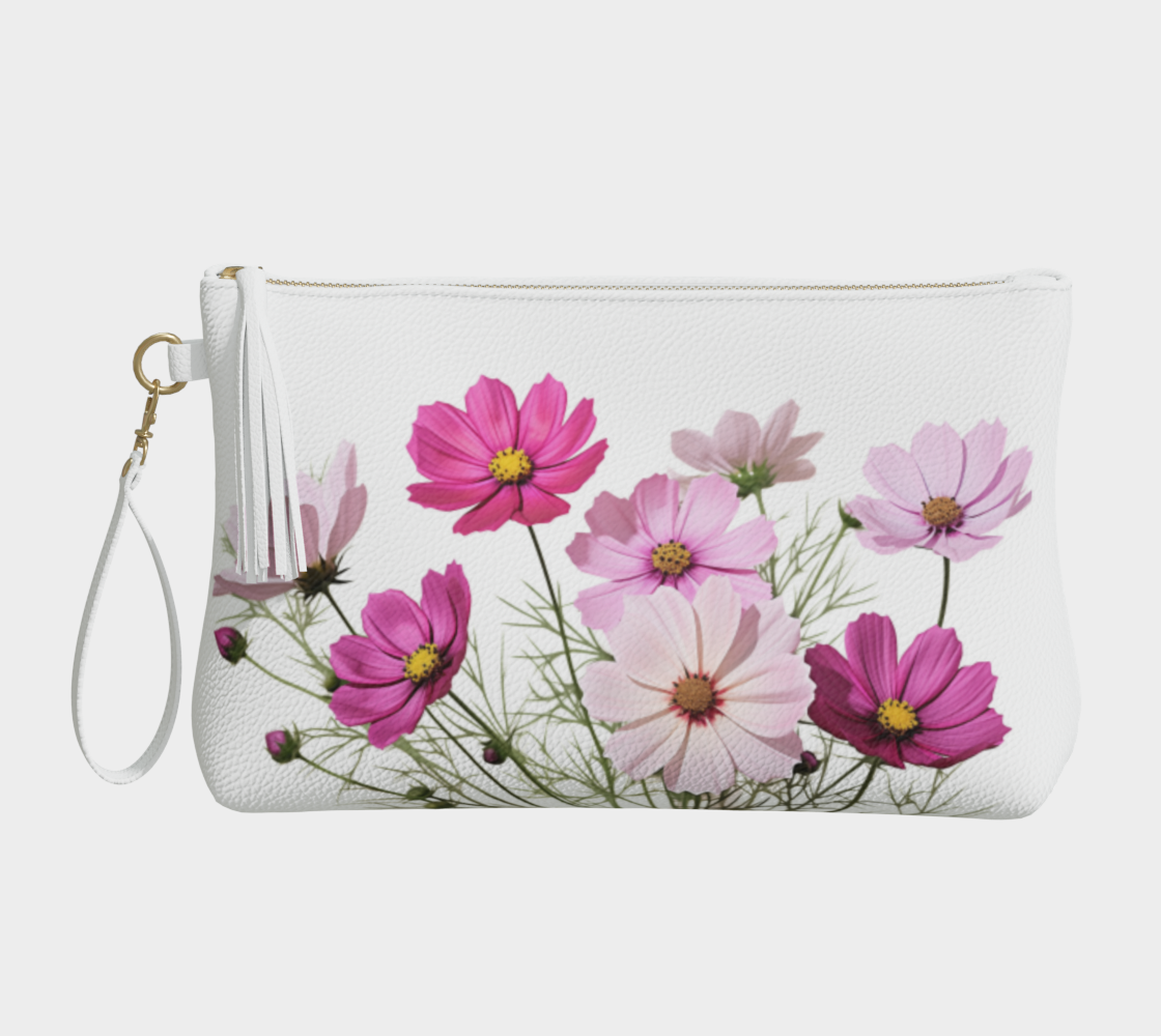 Vegan Leather Makup Bag FLowers FL045