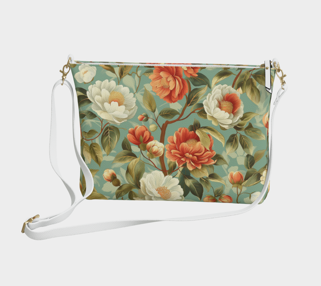 Vegan Leather Crossbody Purse Flowers FL001