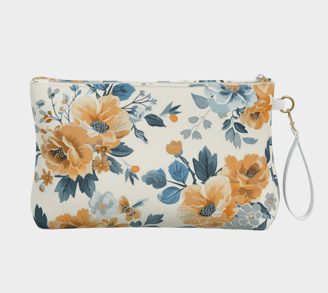 Vegan Leather Makup Bag Flowers FL038