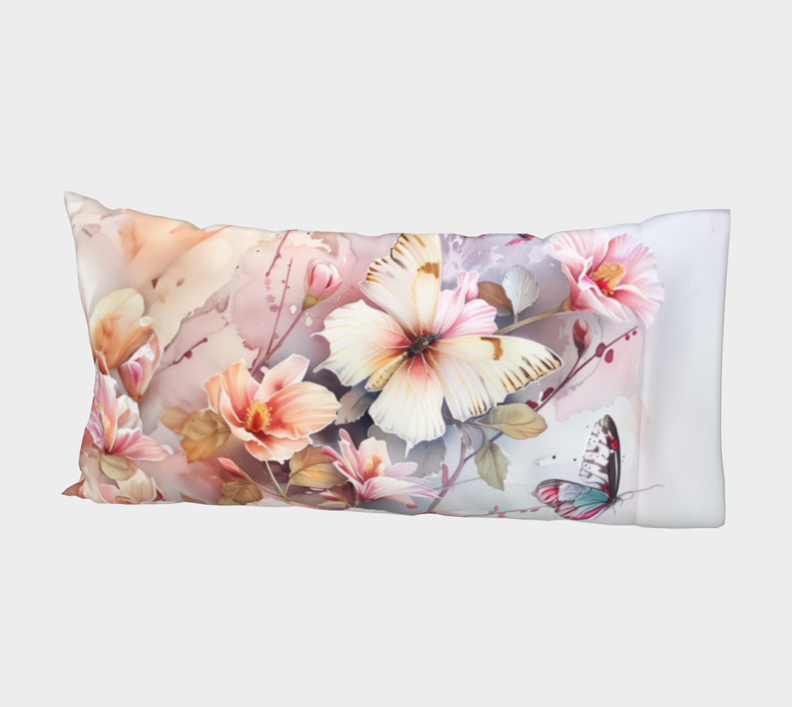 Watercolour Flowers and Butterflies Cotton Pillow Sleeve