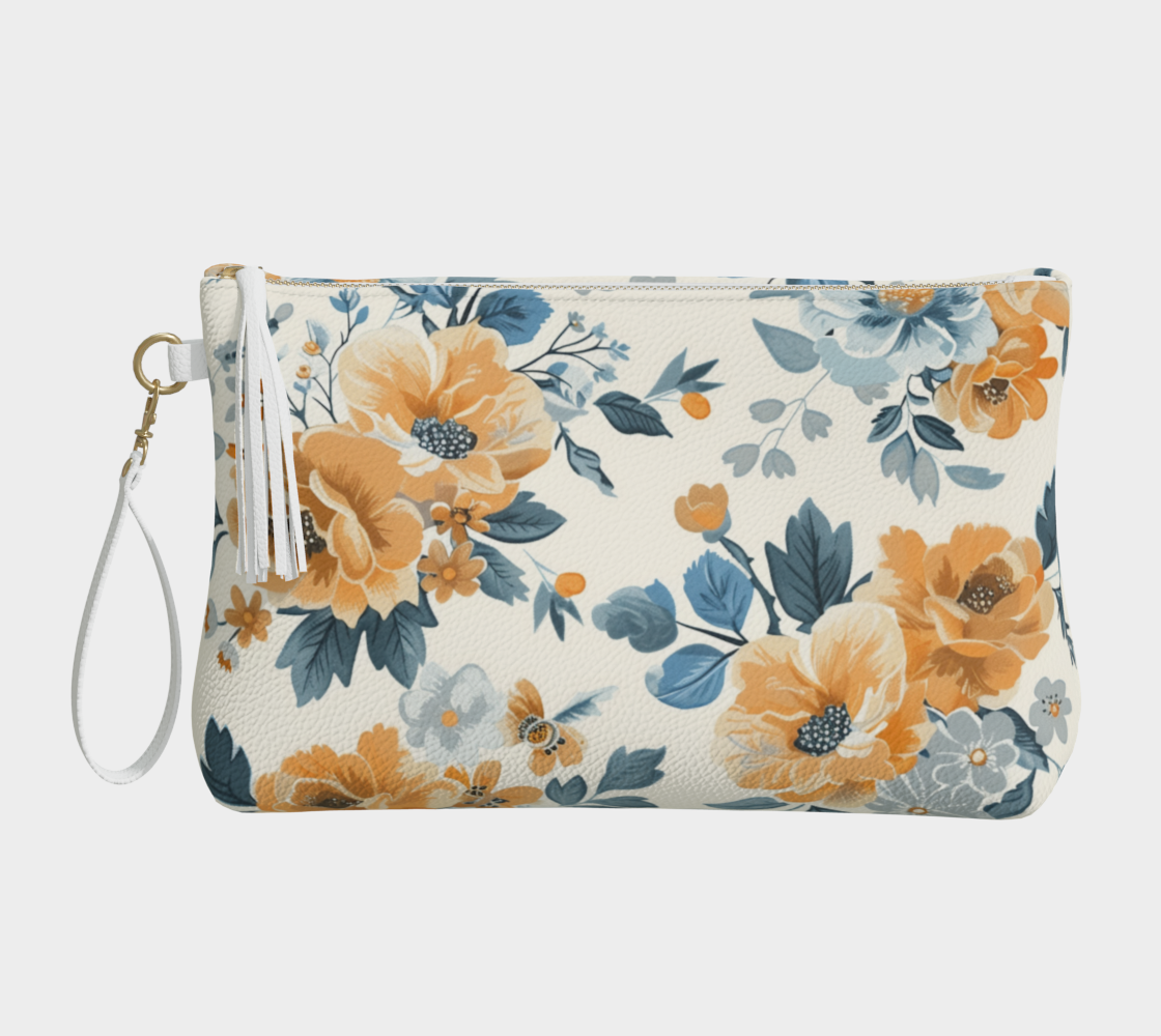 Vegan Leather Makup Bag Flowers FL038